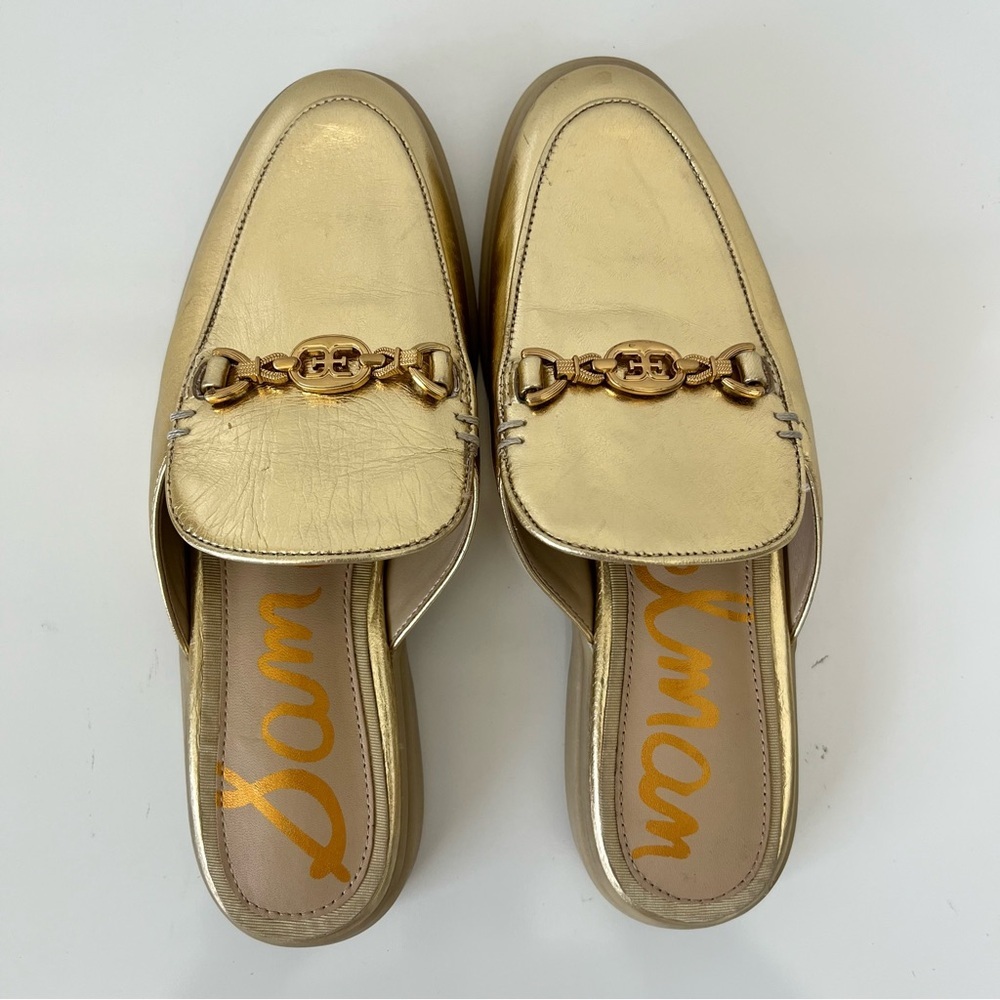 SAM EDELMAN Kira Bit Mule in Gold Metallic Leather NEW - Picture 8 of 14